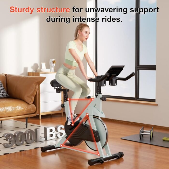 Exercise Bike, 32-Level Magnetic Resistance Stationary Bikes for Home, Low Noise Indoor Cycling Bike with 300lbs Weight Capacity, Workout Bike with Pad Mount, LCD Monitor and Cup Holder for Home Gym - Image 3