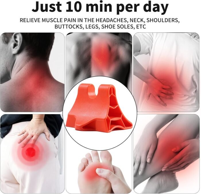 Keyserve（Red Pressure Point Massage Tool Handheld - Deep Muscle Trigger Acupressure Point Massager - Cervical Traction Device Portable Cervical Vertebra Release Device Pressure Point Massage Tool - Image 3