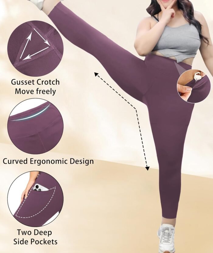 LALAGEN Plus Size Leggings for Women with Pockets-High Waisted 7/8 Leggings Tummy Control Workout Gym Yoga Pants - Image 5
