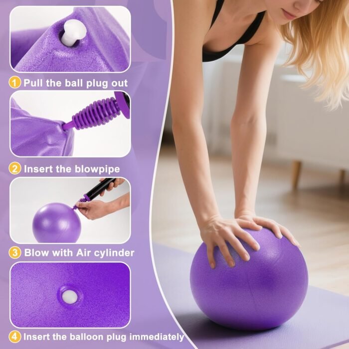 Pilates Ring Fitness Circles Set, High Resistance Yoga Ring Pilates Equipment Set for Women Includes Pilates Ring, 9 Inch Small Exercise Ball, 5 Resistance Bands at Home Pilates Workout Set - Image 6