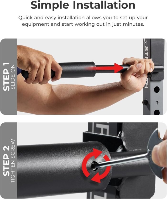 Sunny Health & Fitness Power Cage Squat Rack Upgrade Attachments, Dip Bar, Plate Bar Holder, Belt Squat, J Hook, Lat, Adapter, U Ring, Pull Up Bar, Landmine, Captain's Chair, Tricep Rope For Home Gym - Image 5