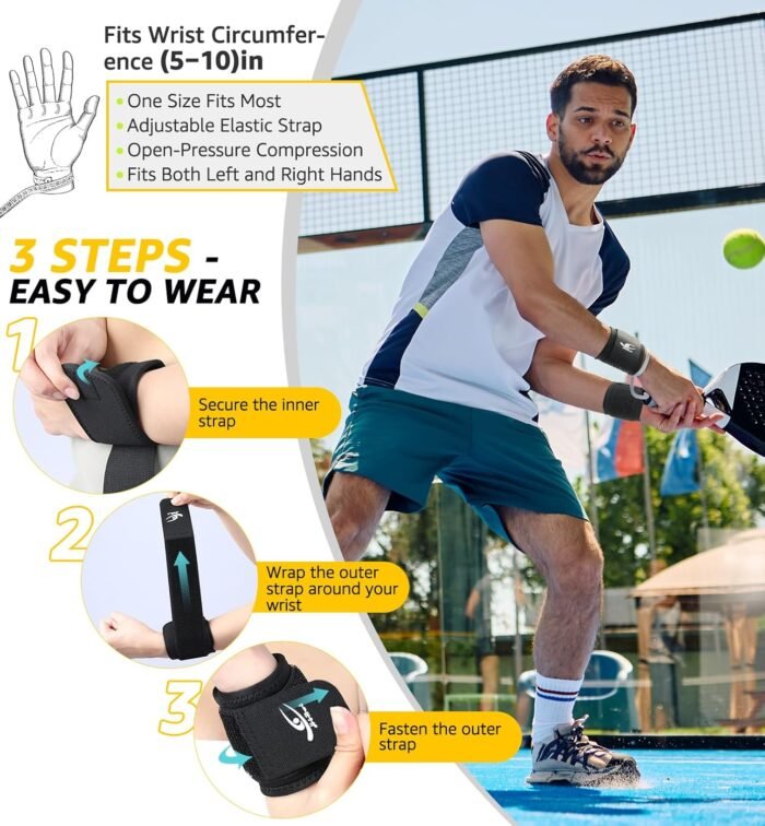 HiRui 2 PACK Wrist Compression Strap and Wrist Brace Sport Wrist Support for Fitness, Weightlifting, Tendonitis, Carpal Tunnel Arthritis, Pain Relief-Wear Anywhere-Unisex,Adjustable - Image 5