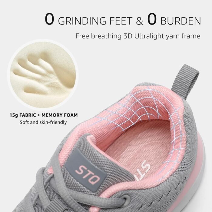 STQ Tennis Shoes Womens Sneakers Breathable Mesh Walking Shoes Arch Support Orthopedic Athletic Workout Gym Running Shoe for Travel Jogging Sports Cross Training - Image 6