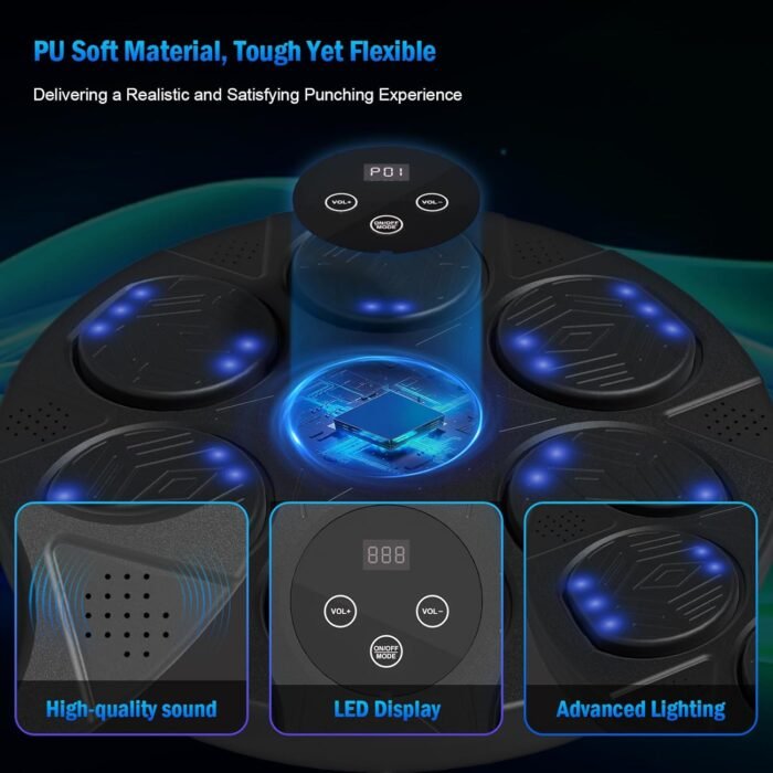 2025 Music Boxing Machine,Boxing Wall Mount Machine for Kids Adult,Bluetooth Smart Boxing Traineing Machine with Boxing Gloves, Boxing Target Workout Punching Equipment for Home,Office,Gym - Image 5