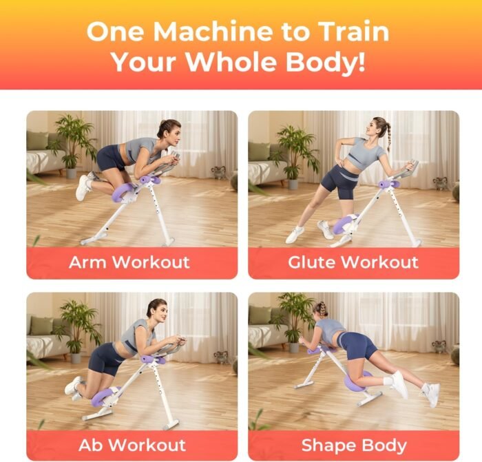 Ab Machine, Adjustable Ab Trainer Machine for Abs Workout at Home Gym, Foldable, Knee Protection, Abdominal Trainer for Stomach Workout Purple - Image 3