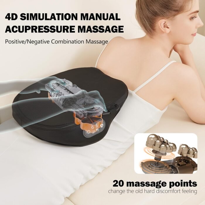 Rechargeable Back and Neck Massager with Heat,U6 New Upgrade Back Massager for Pain Relief Deep Tissue,4D Massage Heads,20 Massage Contacts for Neck,Shoulder,Legs,Foot,Gifts for Women Men - Image 5