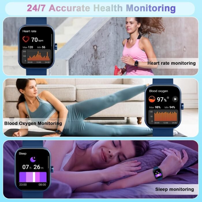 Smart Watch (Answer/Make Call), 2025 New Smartwatch for Men/Women, 1.96" Fitness Watch with 112 Sport Mode/Pedometer/Calories/Sleep/Heart Rate Monitor, IP68 Waterproof Fitness Tracker for Android iOS - Image 5