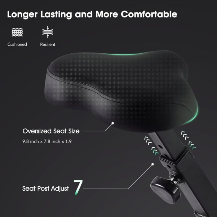 Exercise Bike 3 IN 1 Stationary Bike Folding Exercise Bike with 8-Level Adjustable Resistance Comfortable Seat Cushion LCD Monitor 265 lbs Weight Capacity for Home Gym Workout - Image 9