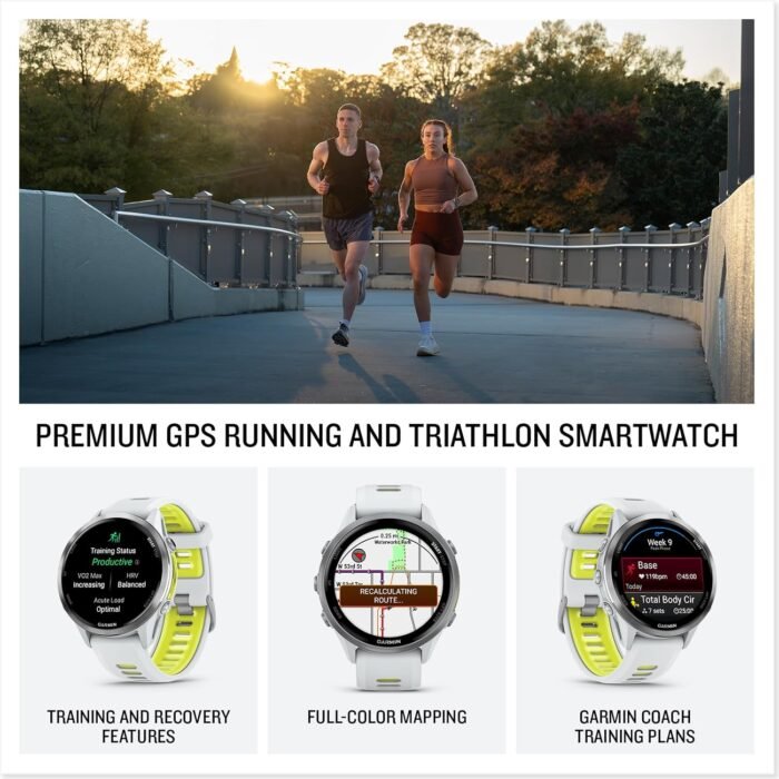 Garmin Forerunner 970 Running Smartwatch, GPS Fitness Watch for Men and Women, Titanium with Whitestone Case and Whitestone/Translucent Amp Yellow Band​​ + Access 600 Fitness Monitor, XS-S​​ + More - Image 4