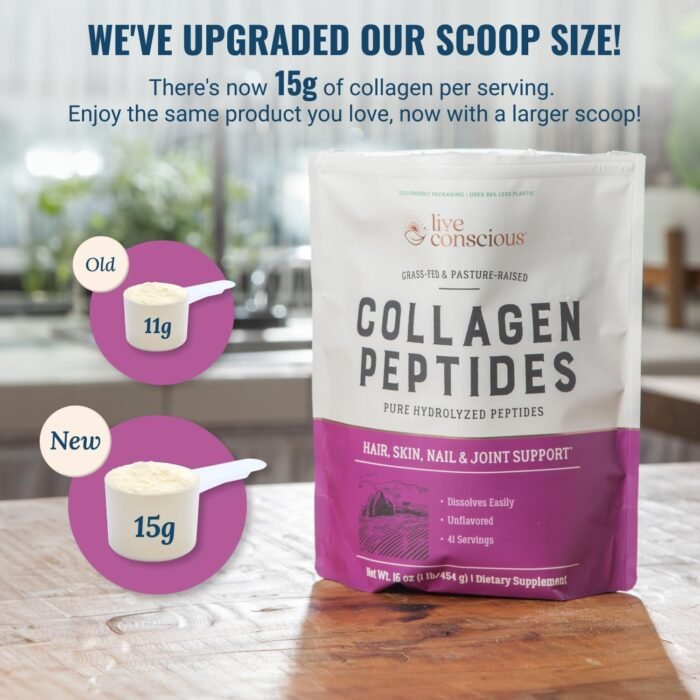 Collagen Peptides Powder - Naturally-Sourced Hydrolyzed Collagen Powder - Hair, Skin, Nail, and Joint Support - Type I & III Grass-Fed Collagen Supplements for Women and Men - 41 Servings - 16oz - Image 5