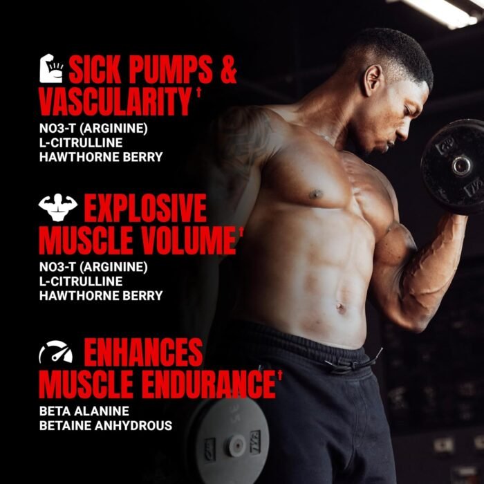 PROSUPPS Mr. Hyde Max Pump Pre Workout Powder - Stim-Free Preworkout Supports Blood Flow, Muscle Volume & Endurance - Caffeine-Free Nitric Oxide Gym & Fitness Supplements (Blue Razz, 20 Servings) - Image 4