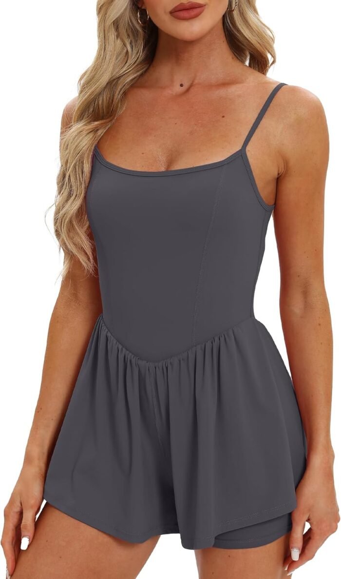 Beaully Women's Summer Sleeveless Rompers Spaghetti Strap Double Lined Shorts Jumpsuit One Piece Outfits - Image 5
