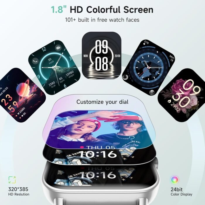 Gydom Smart Watch for Men Women, Alexa Built-in, 1.8" Smartwatch with Heart Rate/SpO2/Sleep Monitor, IP68 Waterproof Fitness Tracker, Bluetooth Call (Answer/Make) for Android iPhone, 105+ Sport Mode - Image 6