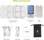 AUVON Dual Channel TENS EMS Unit 24 Modes Muscle Stimulator for Pain Relief, Rechargeable TENS Machine Massager with 12 Pads, ABS Pads Holder, USB Cable and Dust-Proof Storage Bag - Image 8