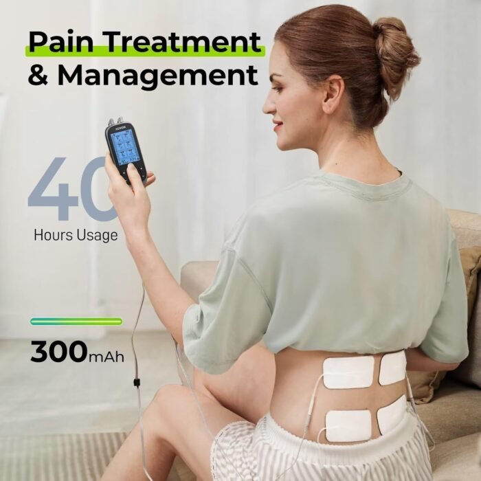 AUVON 3-in-1 TENS Unit Muscle Stimulator, EMS Massage Machine with 40 Intensities for Gradual Shoulder, Sciatica, Back Pain Relief, 24 Modes Rechargeable Electronic Pulse Massager with 12 TENS Pads - Image 6