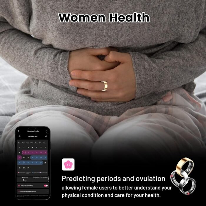 Smart Ring for Women & Men, Smart Ring Health Tracker, Blood Oxygen & Heart Rate Monitor Sleep Ring, Waterproof Fitness Ring, Long Lasting Battery Smart Rings (Gold, #8) - Image 8