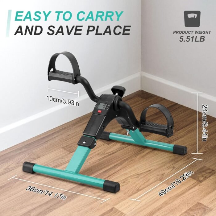 Uten Folding Pedal Exerciser, Under Desk Bike Pedal Exerciser, Mini Under Desk Exercise Bike Foot Hand Cycle Portable, Arm and Leg Exercise Peddler Machine with LCD Monitor - Image 6