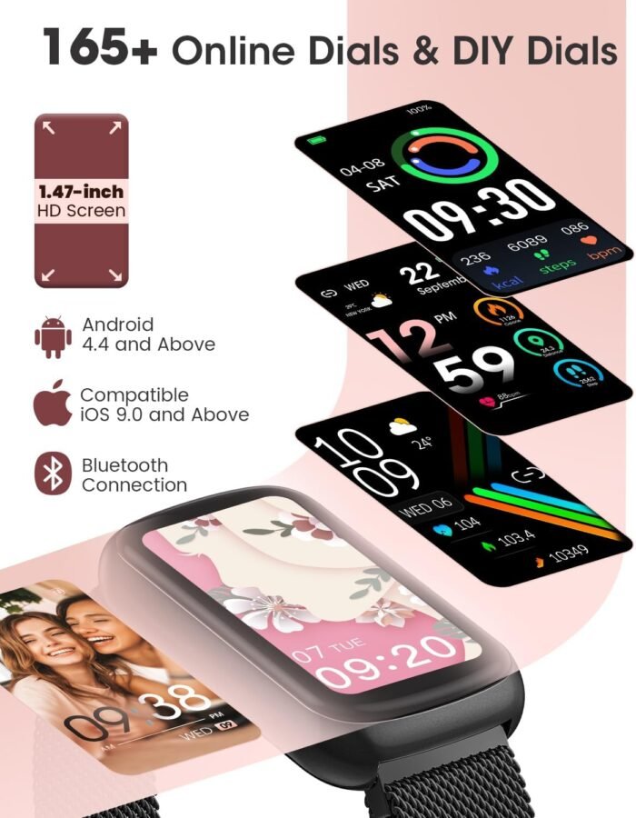 Fitness Tracker, Smart Watches for Women/Men, 24/7 Heart Rate Monitor Watch with Sleep Tracker, Step Counter, 20+ Sport Modes Fitness Watches for Women/Men, Android Smart Watch for Phones - Image 8