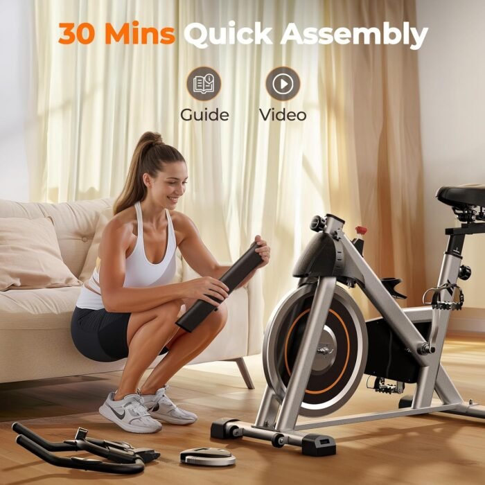 YOSUDA Exercise Bike, Stationary Bike with App, Brake Pad/Magnetic Indoor Cycling Bike with 300 lb Weight Capacity, Low Noise, Tablet Holder, Comfortable Seat for Home Fitness and Weight Loss - Image 8