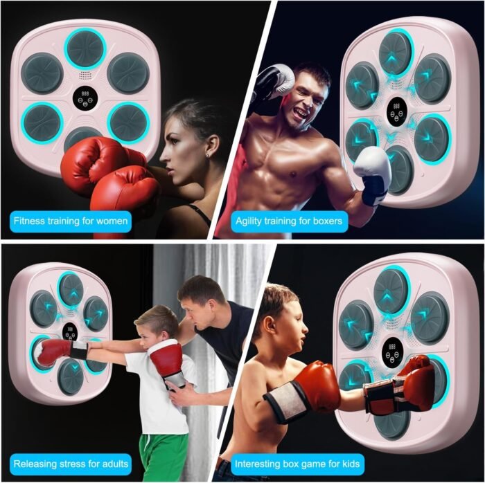 2025 New Model Smart Music Boxing Machine for Adults and Kids, Training Machine with LED Electronic Wall Mounted, Home Indoor Workout Equipment with Premium Boxing Gloves - Image 9