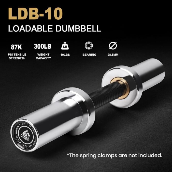 LIONSCOOL 16"/20” Loadable Dumbbells Pairs in Commercial Grade, Heavy Duty Olympic Dumbbell Bar/Handle for Strength Training, Compatible with 2’’ Standard Plates - Image 3