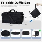 Fmeida 65L Duffle Bag with Shoes Compartment, Foldable Travel Duffel Bags for Men Women, Large Packable Travel Bag Water Repellent & Tear Resistant (Black) - Image 4