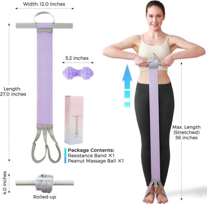 Fabric Resistance Band with Handles & 2 Foot Loops - 120lb Exercise Band for Home Workout, Yoga & Full-Body Training, Leg Arm Chest Wrist - Portable Home Fitness Tools for Women - Image 7