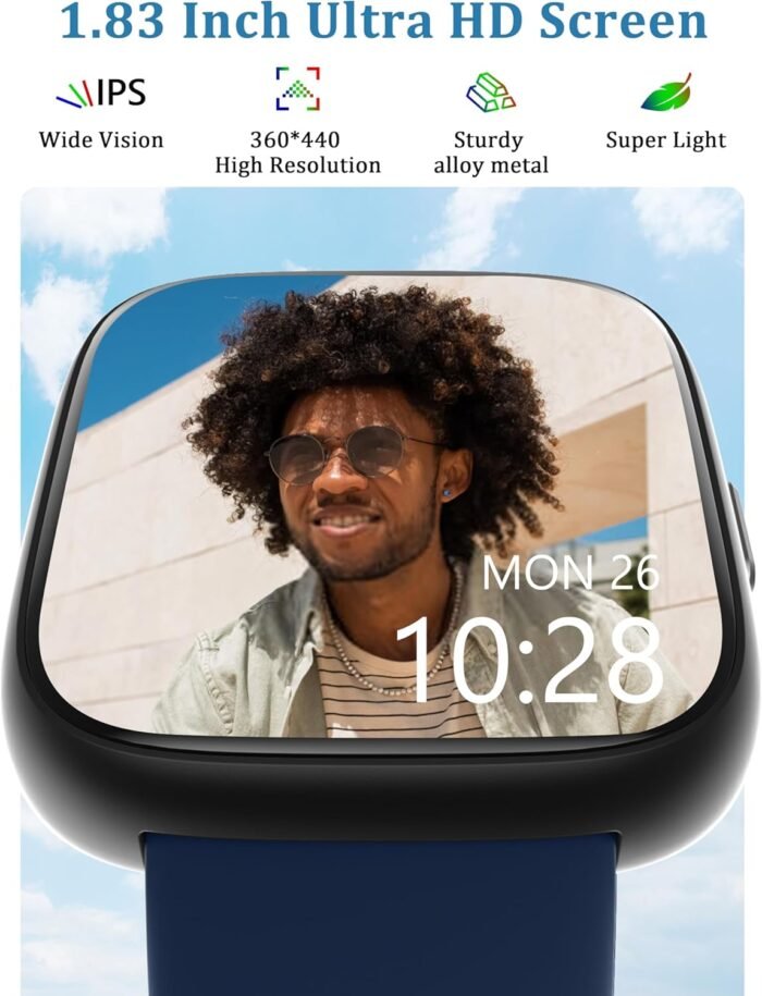 Smart Watch, Alexa Built-in, Answer/Make Calls 44mm Smartwatch Women Men, 1.83" Sports Watch IP68 Waterproof, Heart Rate SpO2 Sleep Stress Monitor, Step Counter Watch for Android & iOS Phone - Image 4