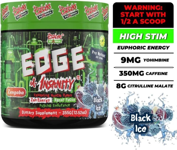 Psycho Pharma Strongest High Stim Preworkout Powder - Edge of Insanity - Most Intense Pre Workout Supplement for Pumps, Strength, Energy and Feel Good Focus. Rivals Famous PWOs of The Past - Image 4