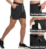 Aolesy Men's Gym Workout Shorts 5" Lightweight Bodybuilding Athletic Shorts Running Training with Zip Pockets & Towel Loop - Image 5