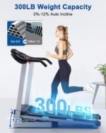 Treadmill with Auto Incline - 300 lb Capacity, 3.0HP Folding Electric Treadmill Up to 8.5 MPH Speed, Running Machine with 17.5" Wide Tread Belt and Bluetooth Speaker for Home Use - Image 3