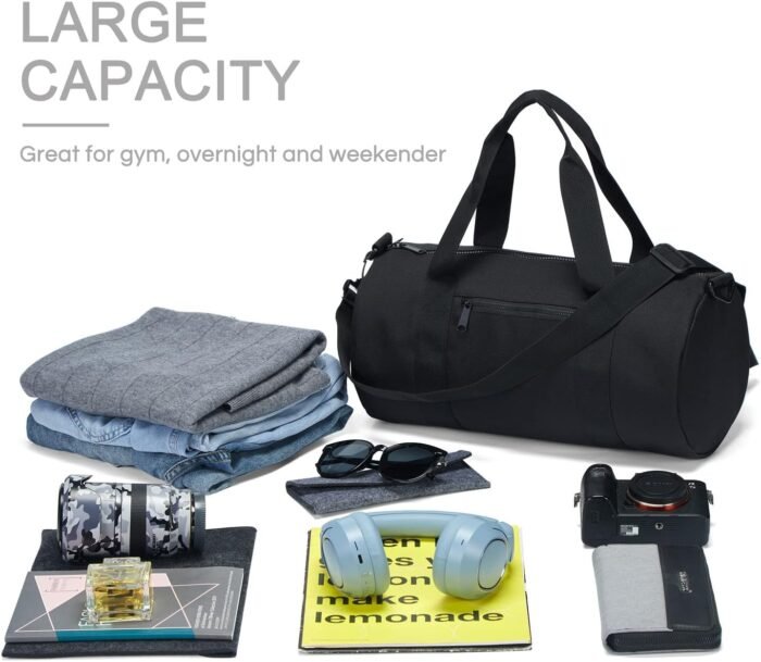 Small Gym Bag Duffel Bag for Women Men Fitness Sports Bag Workout Adjustable Detachable Shoulder Strap Lightweight Carry on Travel Duffle Bag (Black, 15" / Mini / 12L) - Image 5