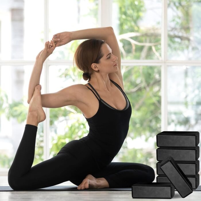 20 Pcs Foam EVA Yoga Blocks Lightweight Non-Slip Supportive Foam Blocks Yoga Prop Accessories for Pilates, Stretching and Meditation, Men and Women Yogi (Black) - Image 3