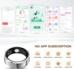 Smart Ring for Men & Women, Wellness & Fitness Tracker with Sleep/Step/Heart Rate/Blood Oxygen/Calorie Counter, IP68 Waterproof Wearable Ring for iOS Android Silver (Silver, 7) - Image 3