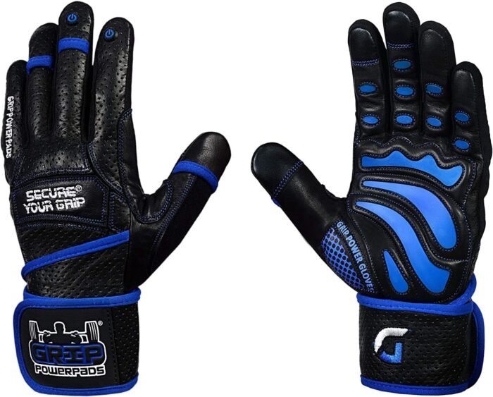 Elite Leather Gym Gloves with Built in 2" Wide Wrist Wraps Grip & Design for Weightlifting Power Lifting Bodybuilding & Strength Training Workout Exercises - Image 2