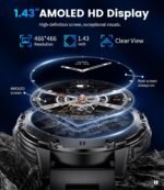 Military Smart Watches for Men(Answer/Make Calls) with LED Flashlight,530mAh Large Battery,1.43’’ AMOLED Fitness Tracker Heart Rate/SpO2/Sleep Monitor 5ATM Smartwatch for Android iOS,100+Sport Modes - Image 5