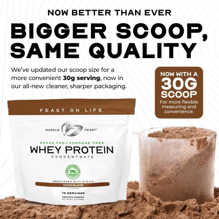 Muscle Feast Grass-Fed Whey Protein Concentrate Powder, All Natural, Hormone Free Pasture Raised Whey Protein Powder for Women & Men, Clean, Non-GMO & Gluten Free Whey Concentrate - Vanilla, 5lb - Image 4