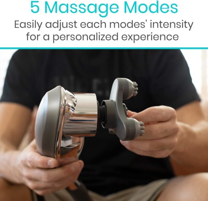 Vive Handheld Massager Cordless - Hand Held Deep Tissue Massage Tool for Back, Full Body, Foot and Neck Muscle - 6 Modes for Men, Women - Portable and Rechargeable - Pressure Point Acupressure - Image 5