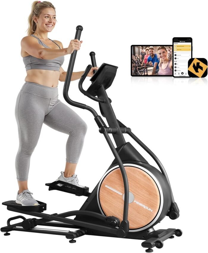 FEIERDUN Elliptical Machine,Total Body Fitness Cross Trainer for Home Use, Cardio Training Elliptical Trainers with Hyper-Quiet Electromagnetic Front Driving System, 32 Resistance Levels, 20IN Stride - Image 2