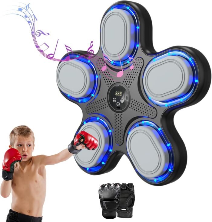 2025 Music Boxing Machine with Boxing Gloves, Smart Bluetooth Boxing Machine with LED Electronic Wall Mounted, Music Boxing Target Workout Punching Equipment for Home(Upgrade) - Image 2