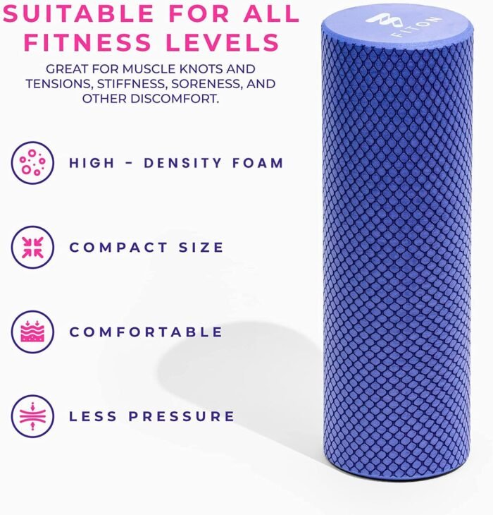 Recovery Foam Roller - High Density Travel Foam Roller for Muscle Massage and Deep Tissue Relief - Compact and Portable for Exercise, Travel, and Fitness - 12"x4", Purple - Image 3