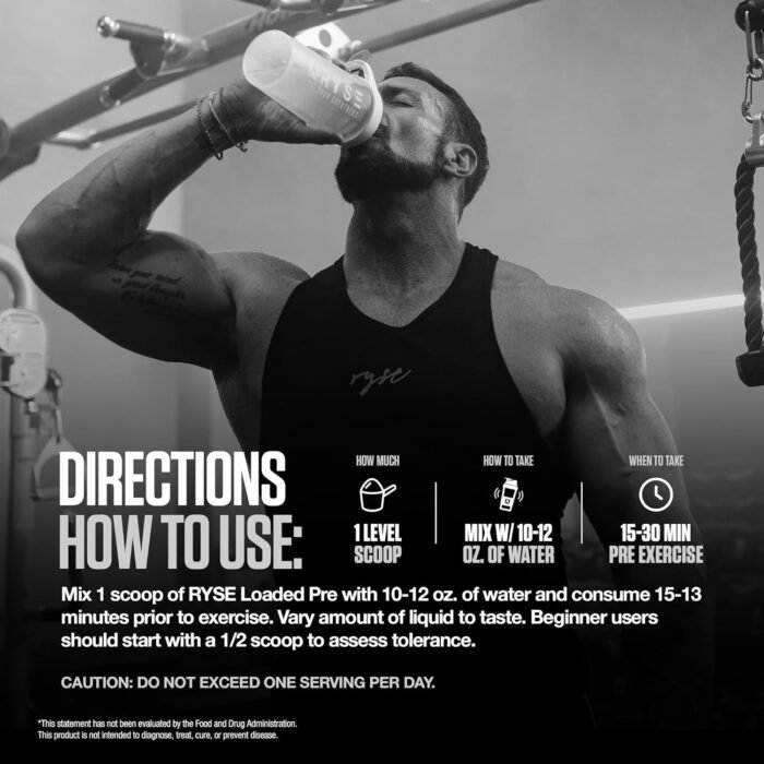 RYSE Loaded Pre Workout Powder - Ring Pop Cherry - Daily Pre-Workout for Men & Women with 325mg Caffeine, Beta Alanine, and Citrulline for Pump, Focus, and Energy - 30 Servings - Image 7