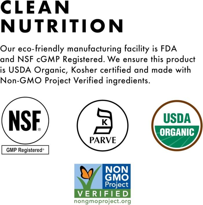 BlueBonnet Nutrition Organic Plant Protein Powder, 24g Plant Based Protein, Zero Sugar, 8g Fiber, USDA Organic, Non-GMO, Kosher, Gluten-Free, Soy-Free, Vegan, Vanilla Flavor, 21 Servings, 2.08 lbs - Image 6