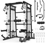 Smith Machine,2200lbs All-in-One Home Gym Power Cage with Weight Bar and Two LAT Pull-Down Systems and Cable Crossover,Multi-Function Squat Rack for Home Gym Training - Image 2