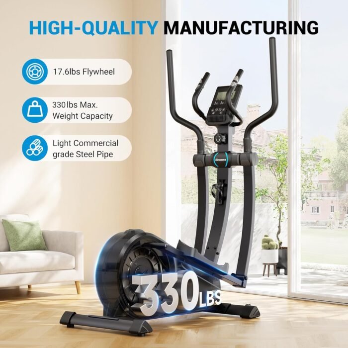 THERUN Elliptical Exercise Machine, Elliptical Machine for Home w/Whisper-Quiet Magnetic Driving System, Elliptical Trainer w/ 15.3" Stride, 16 Resistance Levels, 8KG Flywheel, Bottle Holder - Image 5