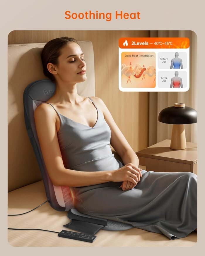 COMFIER Shiatsu Back Massager with Heat,Massage Chair Pad for Back Relief deep,Heated seat Cushion,Chair Massager for Neck,Hip with Kneading & Vibration,Home Office,Gifts for Women Men,Dad,Mom - Image 4