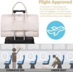 ETRONIK Weekender Overnight Bags for Women, Large Travel Duffle Bags with Shoe Compartment & Wet Pocket, Carry On Tote Bag Gym Duffel Bag with Toiletry Bags for Hospital 3 Pcs Set, Large Size, Beige - Image 5