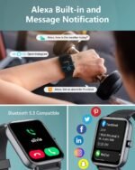 Smart Watches for Women/Men, Smart Watch for Android Phones and iPhone Compatible, Alexa Built-in, 1.8" Fitness Watches for Women, IP68 Waterproof/Bluetooth Call, Heart Rate/Sleep Monitor, Black - Image 4