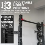 Synergee 2200 Series 79" Wall Mounted Squat Rack with J-Cups & Adjustable Pull Up Bar. Exercise Stand with 750lb Capacity. Free Standing Strength & Bodyweight Exercise Stand. - Image 6
