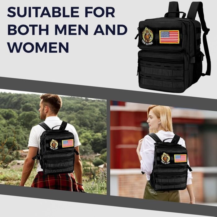 9L Mini Tactical Backpack Small Military Gym Bag for Men Women Molle Daypack Camping Backpack with Patch(Black) - Image 8